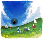  antennae barefoot blonde_hair blue_eyes blue_hair blue_sky bow brown_eyes brown_hair cape cat_tail chen cirno closed_eyes cloud cloudy_sky daiyousei day dress duplicate fairy_wings flower flying fox_tail from_behind grass green_eyes green_hair hair_bow hat holding holding_umbrella ice ice_wings kazami_yuuka long_sleeves lying meadow minakata_sunao multiple_girls multiple_tails mystia_lorelei outdoors outstretched_arms pillow_hat plaid plaid_skirt plaid_vest puffy_short_sleeves puffy_sleeves red_eyes rumia seiza shadow shoes short_hair short_sleeves side_ponytail sitting skirt skirt_set sky socks tail tassel team_9 touhou umbrella vest waving wide_sleeves wings wriggle_nightbug yakumo_ran 