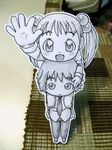  amputee carrying double_amputee hair_bobbles hair_ornament ibarazaki_emi katawa_shoujo multiple_girls paper_child papercraft perspective photo pimmy short_twintails shoulder_carry tezuka_rin twintails waving 