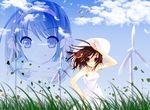  cloud day dress field hat itou_noiji solo suzumiya_haruhi suzumiya_haruhi_no_yuuutsu third-party_edit wind wind_turbine windmill 