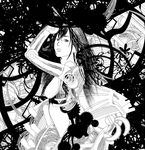  abstract android black_hair copyright_request gears greyscale kazaana long_hair monochrome solo 