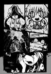  bow child comic cross genocide_kitten greyscale hard_translated hiding highres izayoi_sakuya monochrome multiple_girls pocket_watch short_hair tears touhou translated watch 