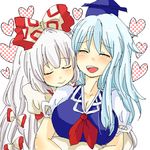  closed_eyes couple fujiwara_no_mokou happy heart hug kamishirasawa_keine multiple_girls oekaki smile touhou yuri zawameki 