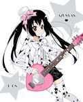  bad_id bad_pixiv_id black_hair black_nails brown_eyes frills guitar hat instrument k-on! komomo lolita_fashion long_hair mini_hat mini_top_hat nail_polish nakano_azusa punk_lolita skirt smile socks solo thighhighs top_hat twintails zettai_ryouiki 