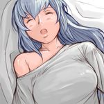  breasts large_breasts long_hair lowres off_shoulder older open_mouth rozen_maiden silver_hair sleeping solo suigintou tsuda_nanafushi 