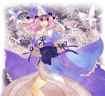  bad_id bad_pixiv_id bug butterfly hat insect motimoti pink_hair red_eyes saigyouji_yuyuko short_hair solo touhou 