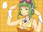  collar goggles green_eyes green_hair gumi headphones nangou short_hair solo vocaloid wrist_cuffs 