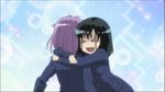  &gt;_&lt; animated animated_gif black_hair blush closed_eyes happy hug kajiki_yumi multiple_girls purple_hair rubbing saki school_uniform short_hair touyoko_momoko tsuruga_school_uniform 