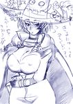  breasts capcom large_breasts lowres monochrome solo tabasa warzard witch 