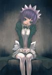  bad_id bad_pixiv_id duplicate futaba_channel maid nijiura_maids purple_hair redjuice saliva sitting solo thighhighs yakui 