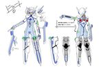  ahoge arc_system_works blazblue bodysuit concept_art mecha_musume nu-13 official_art silver_hair v-13 