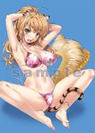  adjusting_hair animal_ears anklet armpits arms_behind_head arms_up bad_id bad_pixiv_id barefoot bikini blonde_hair breasts cat_ears cat_tail fangs feet innertube jewelry kure_masahiro large_breasts long_hair original sample simple_background slit_pupils solo swimsuit tail tiger_ears tiger_tail yellow_eyes 