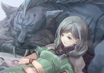  blue_hair fangs fire_emblem fire_emblem:_souen_no_kiseki hanakago ilyana long_hair low-tied_long_hair mordecai purple_eyes sleeping 