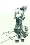  bad_id bad_pixiv_id fuukadia_(narcolepsy) graphite_(medium) hairband hitodama katana konpaku_youmu konpaku_youmu_(ghost) monochrome necktie short_hair sketch solo sword thighhighs touhou traditional_media weapon 