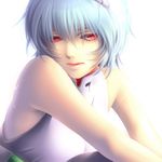  ayanami_rei bare_shoulders blue_hair kayu lips lipstick makeup neon_genesis_evangelion plugsuit red_eyes short_hair solo 