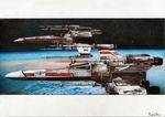  colored_pencil_(medium) highres letterboxed miyabi_asou no_humans planet realistic rebel_alliance science_fiction signature space space_craft star_wars starfighter t-65_x-wing traditional_media x-wing yavin_4 
