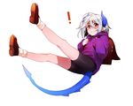  backpack bad_id bad_twitter_id bag commentary_request dragon_boy dragon_tail erubo horns loose_socks monster_boy original otoko_no_ko red_eyes short_hair silver_hair socks tail yuran_(erubo) 