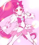  arakawa_tarou blush boots bow choker cure_blossom dress hair_ornament hair_ribbon hanasaki_tsubomi happy heartcatch_precure! highres long_hair looking_at_viewer magical_girl pink_bow pink_choker pink_dress pink_eyes pink_hair ponytail precure puffy_sleeves ribbon smile solo very_long_hair wrist_cuffs 