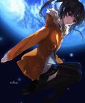  akatsuki_(log_horizon) alternate_costume artist_name bad_id bad_pixiv_id black_hair black_legwear earth fur_trim hood hooded_jacket jacket log_horizon long_hair looking_at_viewer purple_eyes skirt solo swd3e2 thighhighs 