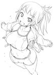  :d bike_shorts bosshi breasts collarbone covered_nipples downscaled from_above greyscale gundam gundam_build_fighters gundam_build_fighters_try highres hood hoodie hoshino_fumina large_breasts long_hair looking_at_viewer md5_mismatch midriff monochrome navel open_mouth outstretched_arms ponytail resized smile solo sports_bra spread_arms white_background 