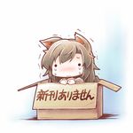  animal_ears blush box brooch brown_hair chibi dress imaizumi_kagerou in_box in_container jewelry kibushi long_hair looking_at_viewer simple_background solo tears touhou translated trembling wolf_ears 