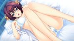  amagai_yukino bare_legs bed blue_eyes blush bra breasts brown_hair hair_ornament lying medium_breasts on_back open_clothes open_mouth open_shirt panties shirt short_hair solo tsushima_hakari tsuyokiss tsuyokiss_next_shokaiban underwear wet wet_clothes wet_panties 