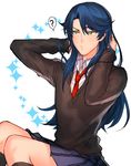  ? alternate_hair_length alternate_hairstyle bad_id bad_pixiv_id blue_hair gekkan_shoujo_nozaki-kun green_eyes kanapy kashima_yuu long_hair necktie school_uniform solo sparkle 