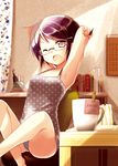  glasses hidamari_sketch panties purple_hair quro sae underwear 