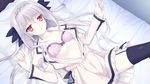  :o bed bed_sheet black_legwear blush bow bow_bra bra braid breasts buttons collar collarbone frills from_above game_cg garter_straps grey_hair hair_bow lace long_hair long_sleeves lying on_back on_bed open_clothes open_mouth open_shirt parted_lips pink_bra puffy_sleeves red_eyes ribbon sakurakouji_luna school_uniform shirt silver_hair skirt small_breasts solo suzuhira_hiro thighhighs tsuki_ni_yorisou_otome_no_sahou unbuttoned underwear uniform zettai_ryouiki 