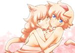  alice_margatroid animal_ears bad_id bad_pixiv_id blonde_hair blue_eyes breasts hairband hug kemonomimi_mode kirisame_marisa long_hair medium_breasts multiple_girls naked_sheet non_(z-art) nude short_hair tail touhou yellow_eyes yuri 