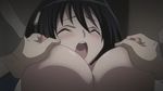  1girl animated animated_gif areolae breast_grab breasts grabbing kenzen_robo_daimidaler kiyuna_kiriko large_breasts lowres nipples 