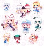  6+girls alice_margatroid animal_ears chen chibi cuivre dress fang hair_ribbon hat highres kiriko konpaku_youmu letty_whiterock lily_white lunasa_prismriver lyrica_prismriver merlin_prismriver multiple_girls open_mouth pantyhose ribbon saigyouji_yuyuko sword tail touhou weapon yakumo_ran yakumo_yukari 