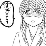  akagi_(kantai_collection) comic greyscale japanese_clothes kantai_collection long_hair lowres monochrome shaded_face translated yoicha 