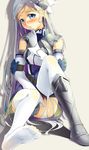  :o armor blue_eyes blush boots detached_sleeves earrings feet garter_straps gauntlets hair_ornament jewelry log_horizon long_hair reinesia_el_arte_cowen shoes shuffle_(songdatiankong) silver_hair single_shoe sitting solo sweatdrop thighhighs white_legwear 