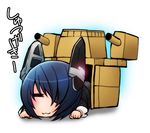  closed_eyes eyepatch headgear kantai_collection lowres school_uniform short_hair solo tenryuu_(kantai_collection) translated turret yoshida_inuhito 