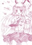  animal_ears bullet bunny_ears colored_pencil_(medium) crescent finger_gun long_hair monochrome myouga_teien necktie pointing reisen_udongein_inaba sketch skirt solo sparkle touhou traditional_media 