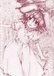  animal_ears bamboo bunny bunny_ears carrot carrot_necklace colored_pencil_(medium) dress inaba_tewi jewelry monochrome moon myouga_teien night pendant short_hair sketch smile solo touhou traditional_media 
