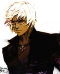  dark_skin dark_skinned_male jacket k' leather leather_jacket male_focus solo sunglasses the_king_of_fighters ultramarine white_hair 