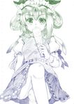  colored_pencil_(medium) crossed_legs hat monochrome myouga_teien ribbon rod_of_remorse shiki_eiki short_hair sketch skirt solo touhou traditional_media 