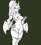  2019 areola armwear belly blizzard_entertainment blush breasts butt clothing corruption demon ear_piercing ear_ring elf eyebrows eyelashes female gloves hair horn humanoid legwear looking_at_viewer mammal membranous_wings mostly_nude navel night_elf nipple_piercing nipples not_furry open_mouth piercing pointy_ears pussy reccand simple_background smile solo thick_thighs thigh_highs tyrande_whisperwind video_games warcraft wings 