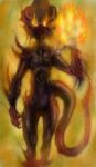  bahamut blurry burning_eyes closed_mouth creature fire flame highres horns inha inhabituels inhabituels_estudios no_humans spikes yellow_eyes 