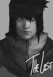  1boy copyright_name fiftyoff greyscale looking_at_viewer male male_focus monochrome naruto naruto:_the_last solo uchiha_sasuke 