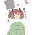  brown_hair character_request computer dreaming drooling female_pervert futon highres infraton laptop long_hair original pervert sketch sleeping solo thought_bubble twintails zzz 