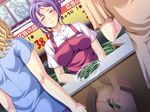  apron artist_request blue_hair blush censored clerk cucumber food food_insertion masturbation object_insertion pussy_juice shop skirt skirt_lift sneaky stealth_masturbation vaginal vegetable_dildo 