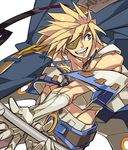  blonde_hair blue_eyes eyepatch flag gloves guilty_gear guilty_gear_2 male_focus min_(minyinr) sin_kiske solo 