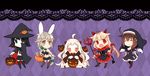  akitsu_maru_(kantai_collection) angel_wings animal_ears bunny_ears bunny_girl candy cape costume cross demon demon_girl demon_horns food halloween halloween_costume hat horns jack-o'-lantern kantai_collection long_hair multiple_girls northern_ocean_hime nun polearm shigure_(kantai_collection) shinkaisei-kan suzushiro_kurumi tail trident unryuu_(kantai_collection) very_long_hair weapon wings witch witch_hat yuudachi_(kantai_collection) 