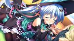  1girl blue_hair censored cum elbow_gloves eyes_closed facial game_cg gloves hair_ornament long_hair luluna magical_marriage_lunatics!! moonstone ornament penis thighhighs twintails yamakaze_ran 