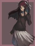  1girl black_hair dress hair_ribbon long_hair looking_at_viewer ribbon shousan_(hno3syo) sick_mind skirt source_request yamitsuki_(sick_mind) 