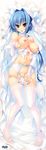  absurdres blue_hair bow bow_panties breasts bridal_gauntlets bridal_veil chouun dakimakura detached_collar elbow_gloves feet garter_belt gloves hair_intakes highres huge_filesize katagiri_hinata koihime_musou large_breasts long_hair lying navel nipples off_shoulder on_back panties panty_pull pussy pussy_juice pussy_juice_stain red_eyes side-tie_panties smile solo string_panties thighhighs top_pull underwear veil wet wet_clothes wet_panties white_gloves white_legwear white_panties 