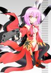  :&lt; absurdres bad_id bad_pixiv_id bare_shoulders black_legwear breasts center_opening cleavage desert_eagle detached_sleeves elbow_gloves fingerless_gloves gloves guilty_crown gun hair_ornament hairclip handgun highres long_hair looking_at_viewer navel pink_hair pistol pointing pointing_at_viewer red_eyes shamu_(helix) solo thighhighs twintails weapon yuzuriha_inori 