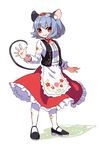  animal_ears grey_hair highres hungarian_clothes kozakura_(dictionary) mary_janes mouse_ears mouse_tail nazrin pantyhose red_eyes shoes short_hair solo tail touhou traditional_clothes 